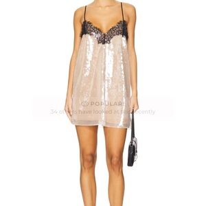 REVOLVE Sequin Chemise with Black Lace